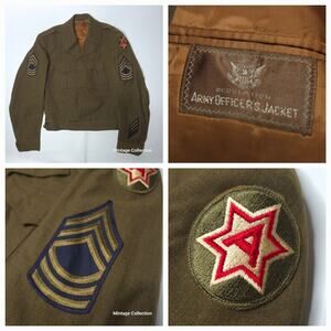 VINTAGE REGULATION 6TH ARMY OFFICER'S WOOL JACKET MASTER SERGEANT SEVICE STRIPE